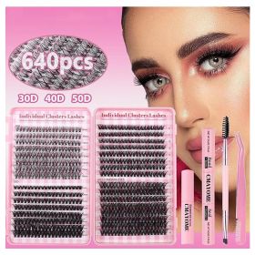 4PCS Hotmelt DIY Self-grafting Large Capacity 640 Single-cluster Thick European And American False Eyelash Book Set (Option: 4PCS)