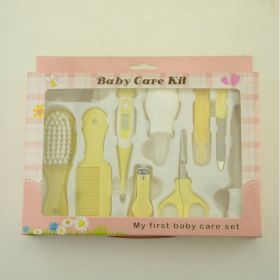 Maternal and Infant Thermometer Feeding Nasal Nasal Care 10 Piece Set Baby Manicure Clamp Nail Clipper Set (Option: Yellow pink)