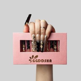 GGDDSHA Nails Handmade Press On Nails Long PinkDesign By Nail Technician, Handmade Painted Nail ArtReusable Stick On Nails In S,M,L 3Sizes,Eclips (Option: M)