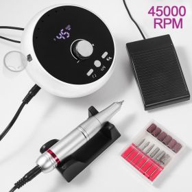 45000RPM Professional Electric Nail Drill Manicure Machine Low Noise Nails Sander Set Portable Nail Drill Tools, Used For Sanding And Polishing, (Option: White)