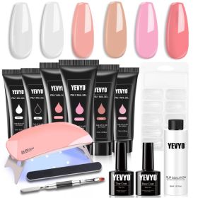 Poly Gel Nail Kit, Poly Nail Gel Kit With UV Lamp For Beginners With Everything, Gel Extension Nail Kit With Slip Solution (Option: W13550996)