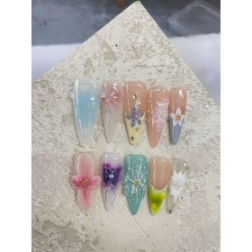 Hand-painted Three-dimensional Carved High Class Elegant Long Hand-worn Armor Hand-made (Option: Long Tip-XS)