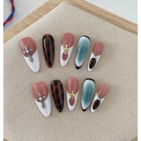 Autumn And Winter Blooming Hand-painted Maillard White Elegant High-end Long Handmade Wear Manicure (Option: Almond-XS)