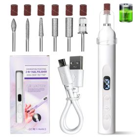Electric Nail Drill With Drill Bit And Sanding Belt - Cordless Professional Nail Polish For Nail And Foot Care, Portable Nail Drill Machine Kit F (Option: White)