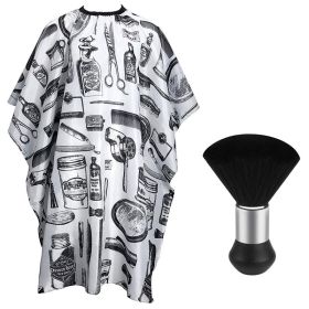 Professional Hair Cutting Cape With Neck Duster Brush, Salon Barber Cape, Hair Cutting Accessories -White Floral Print-Ban On Selling On Amazon (Option: White floral print)