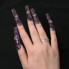Love Scratch 10 Pcs Purple Extra Long Glossy Handmade Press-On Nails