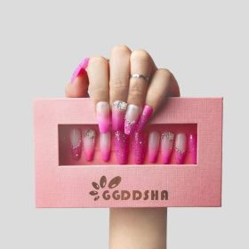 GGddsha Nails Handmade Pmma Acrylic Nails Press On NailsShort Reusable Fake False Nails Kit With Box Gifts ForWomen,Blush Elegance (Option: M)