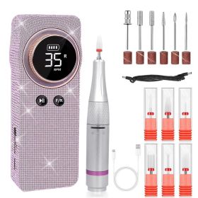 Portable Electric Nail Drill 35000RPM Nails Milling Cutter Wireless Pedicure Grinder Rechargeable Nail Drilling Machine Silver (Option: Multicolour)